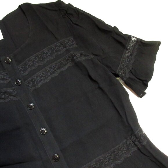 NWT NWT Reformation Woodson in Black Lace Trim Midi Button Down Shirt Dress 12 - Picture 4 of 10